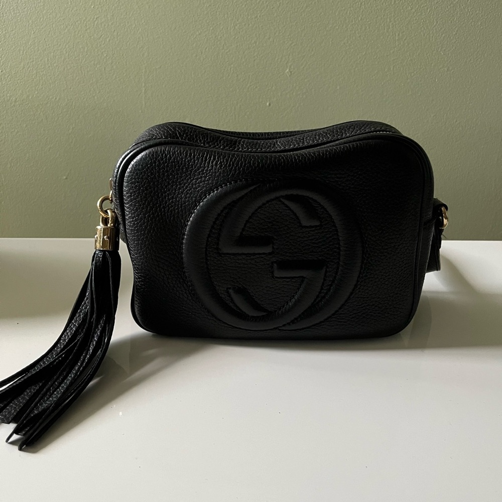 Gucci Black Soho Disco Leather Crossbody Bag with Tassel